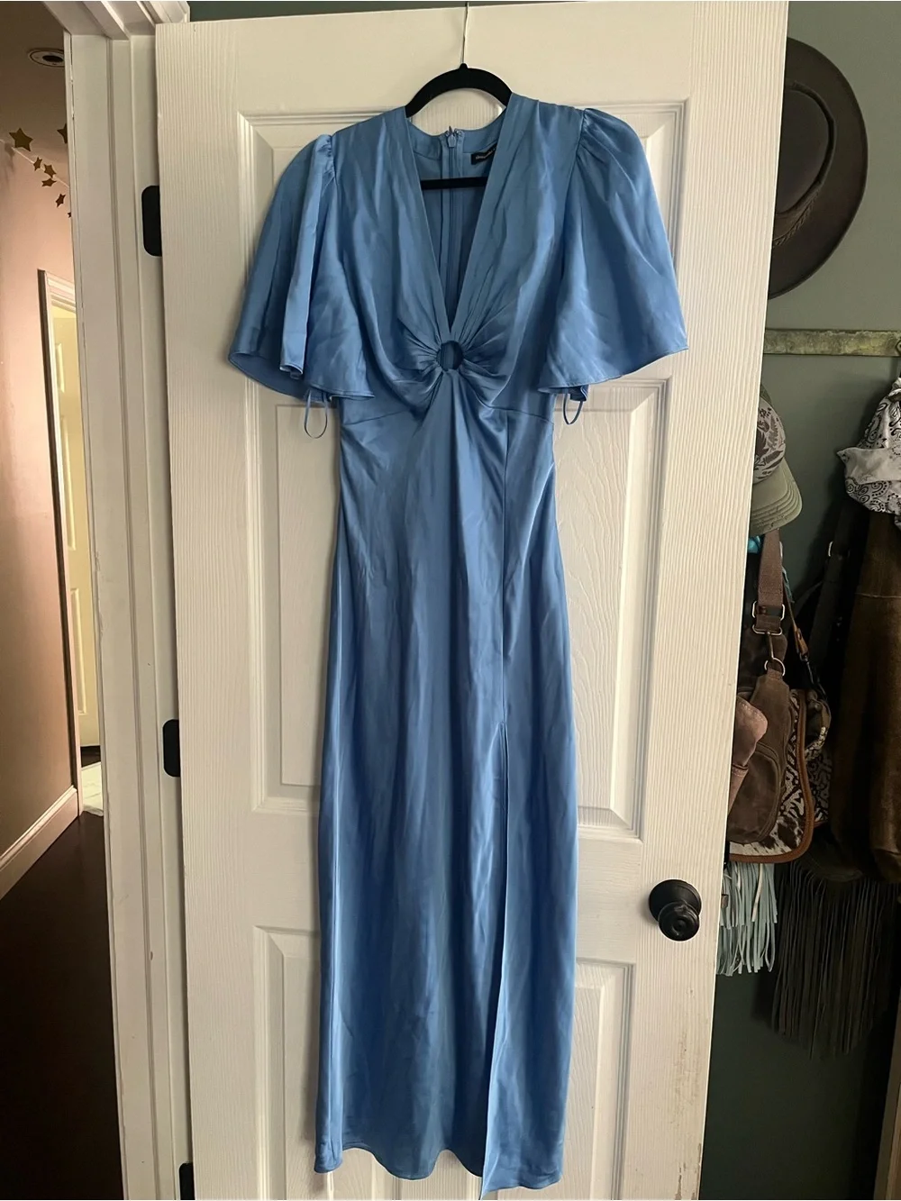 Abercrombie & Fitch Sky Blue O-Ring silk dress